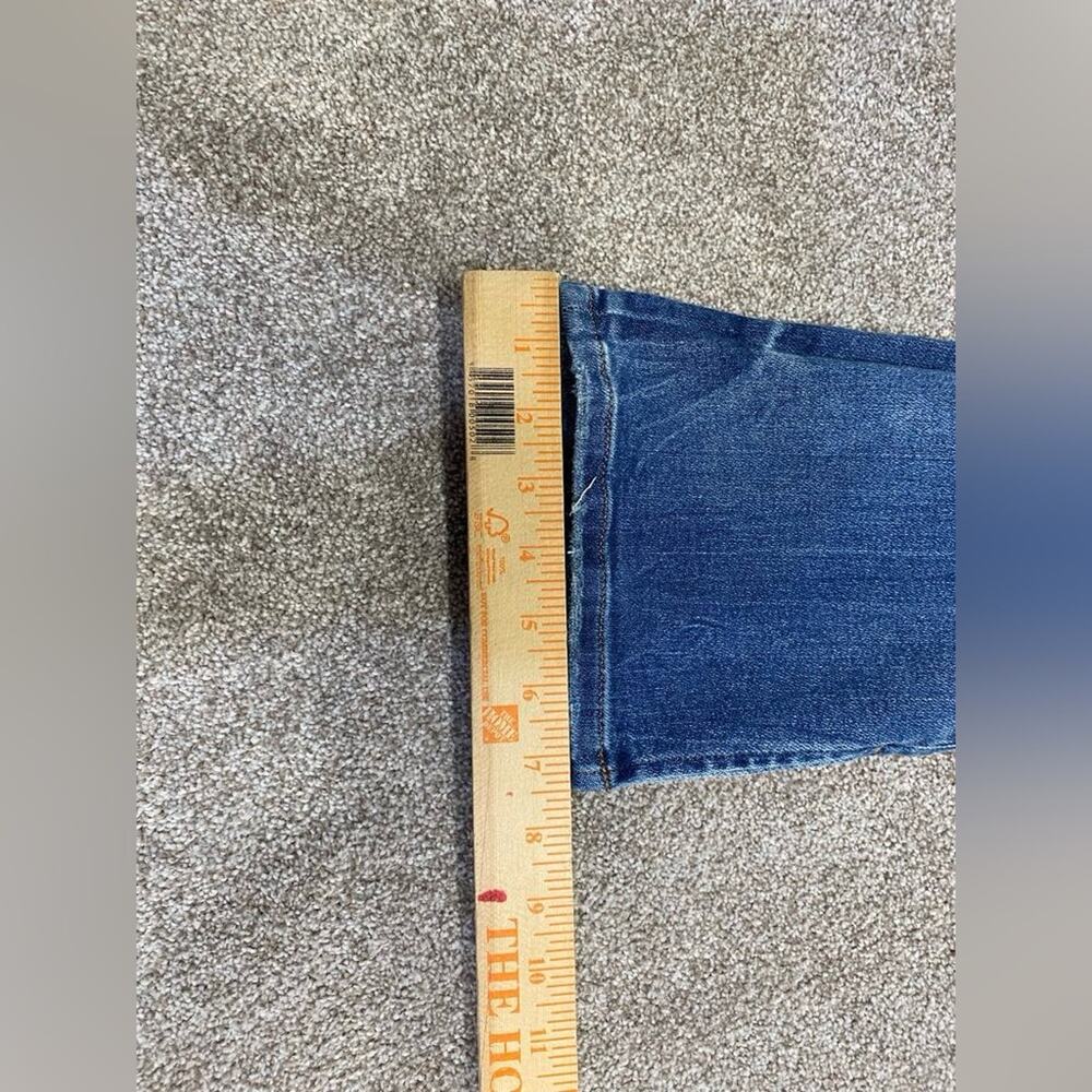 Distressed boho Indie Sleaze Express Skyscraper Mid Rise Bootcut Jeans womens 6R - Picture 9 of 11